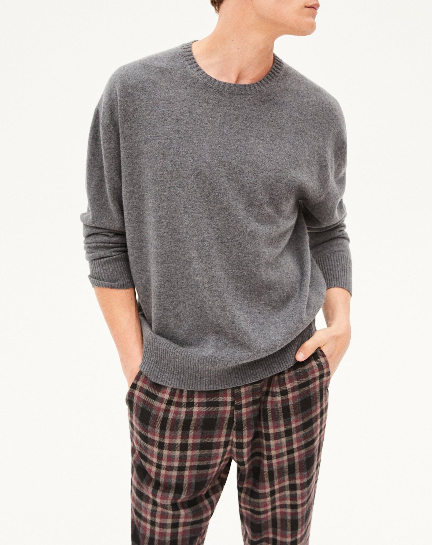 Wool and cashmere crew neck jumper - Flannel