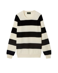Cashmere maxi stripe crew neck jumper - Natural & Black
