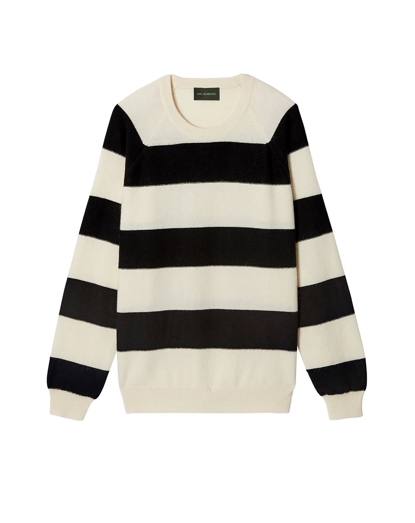 Cashmere maxi stripe crew neck jumper - Natural & Black