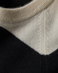 Cashmere maxi stripe crew neck jumper - Natural & Black