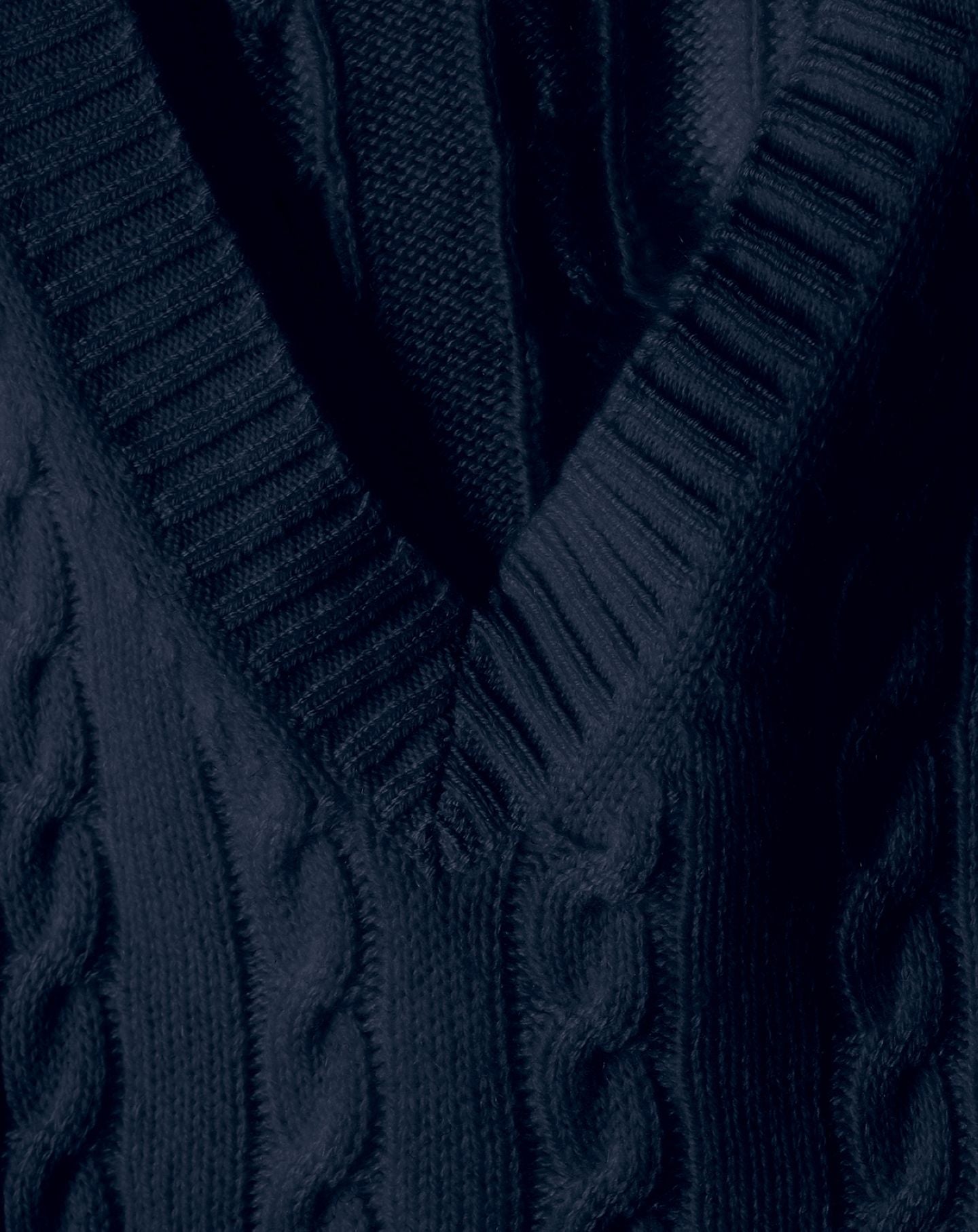 Pull à col V torsadé en cachemire - Marine