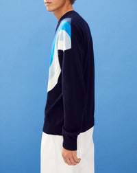 Intarsia waves cashmere choker - Navy