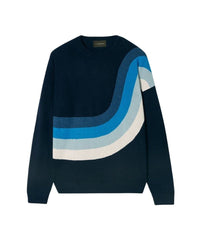 Intarsia waves cashmere choker - Navy