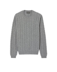 Cashmere cable-knit crew neck jumper - Flannel