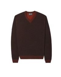 Two-tone Vanise V jumper in yak wool and cashmere - Ebène & Everbay