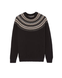 Fair Isle cashmere crew neck jumper - Ebony