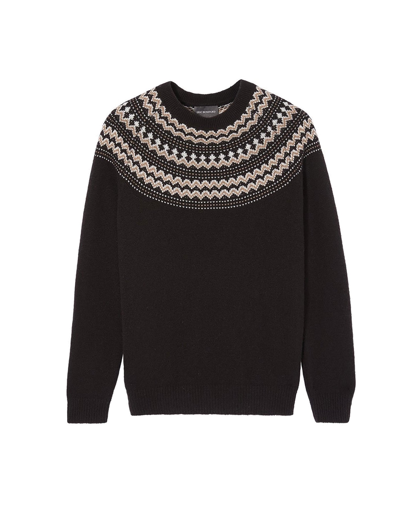 Fair Isle cashmere crew neck jumper - Ebony