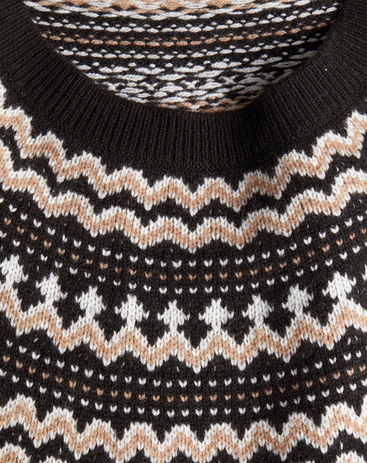 Fair Isle cashmere crew neck jumper - Ebony