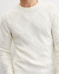 Cashmere diamond twist crew neck jumper - Natural
