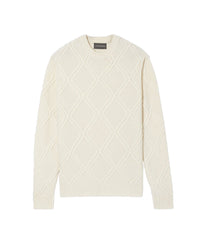 Cashmere diamond twist crew neck jumper - Natural