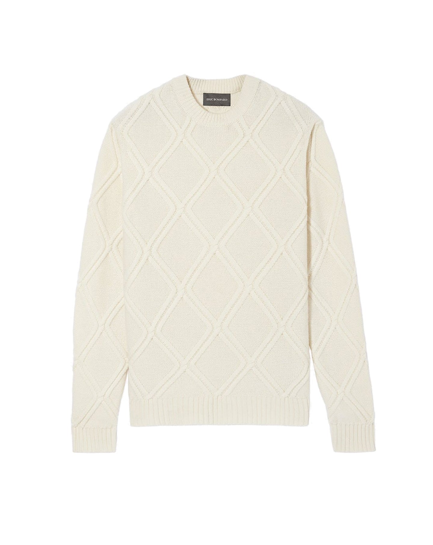 Cashmere diamond twist crew neck jumper - Natural