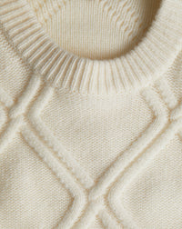 Cashmere diamond twist crew neck jumper - Natural