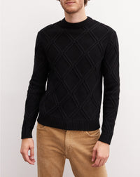 Cashmere diamond twist crew neck jumper - Black