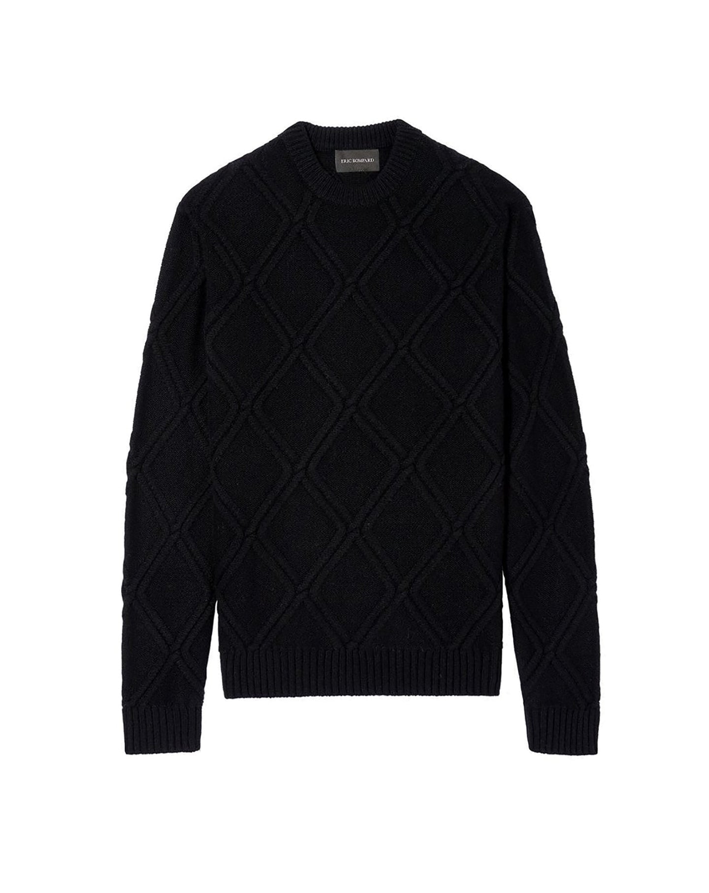 Cashmere diamond twist crew neck jumper - Black