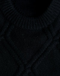 Cashmere diamond twist crew neck jumper - Black