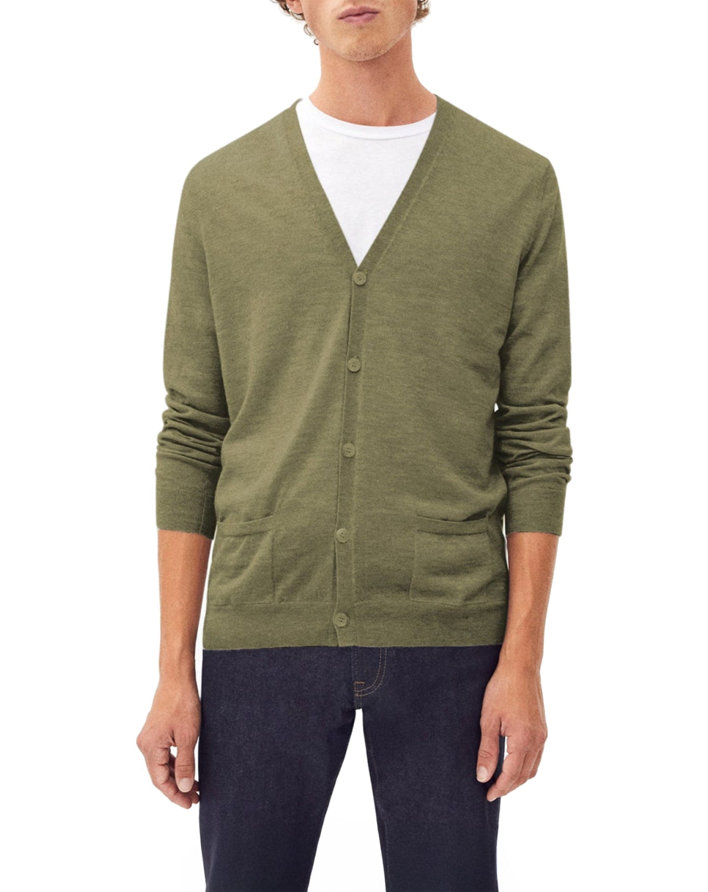 Ultra-thin cashmere cardigan with pockets - Khaki