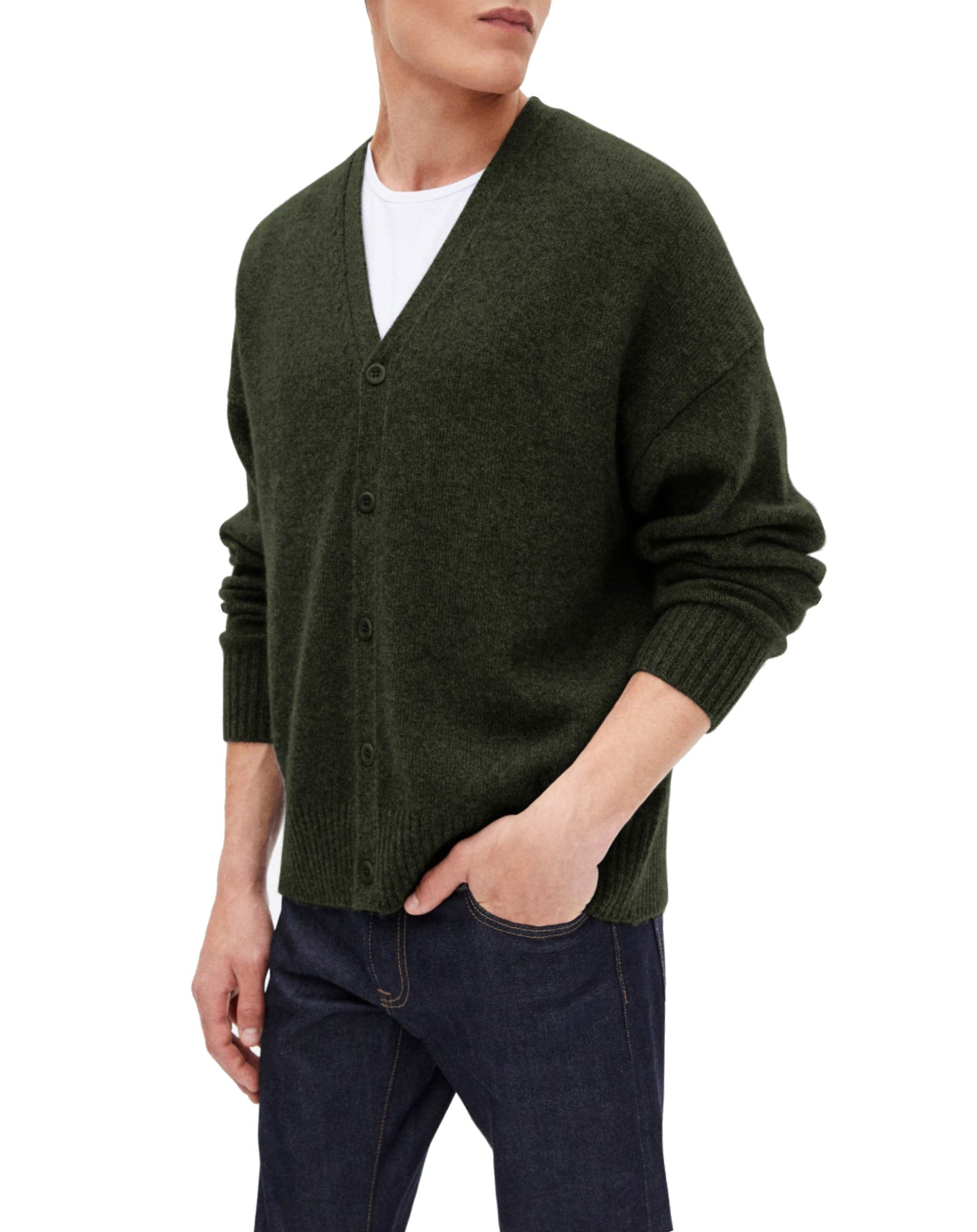 Loose-fit cashmere cardigan - Kale