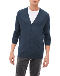 Ultra-thin cashmere cardigan with pockets - Indigo