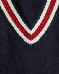 Pull finitions rayées en cachemire - Marine