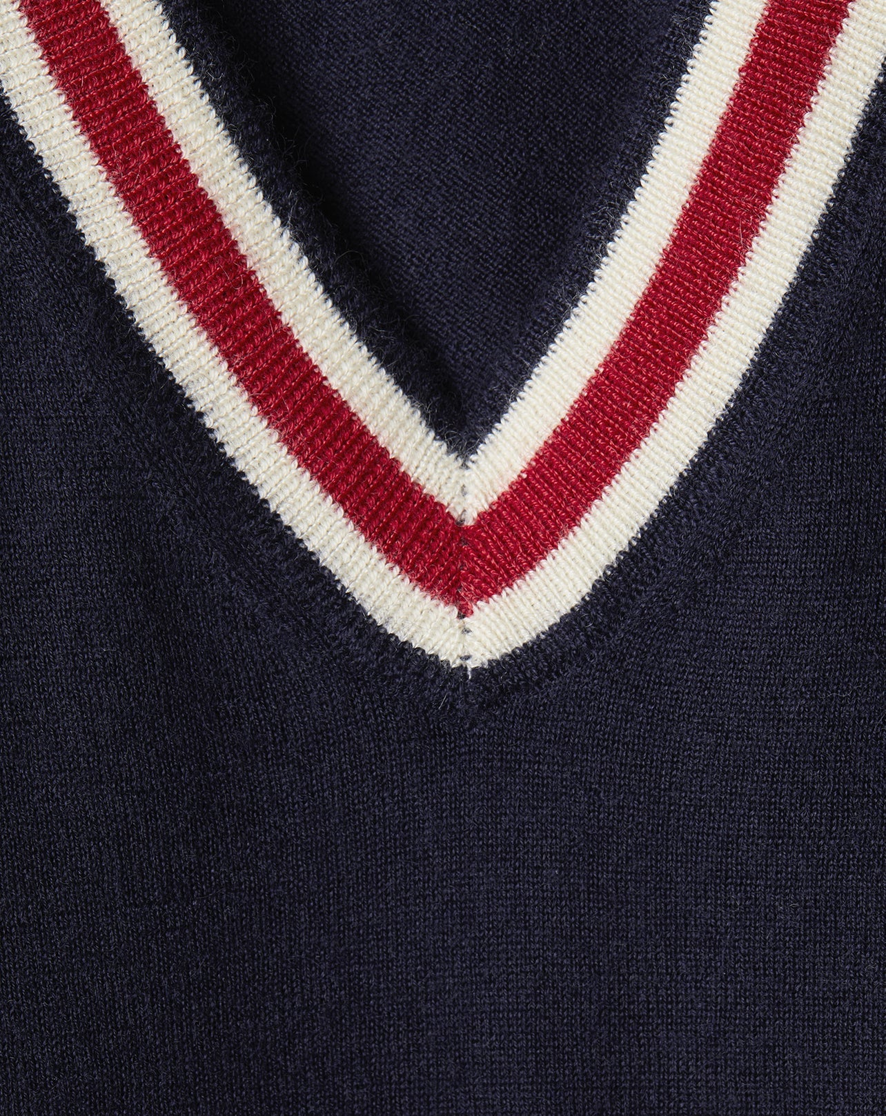 Pull finitions rayées en cachemire - Marine