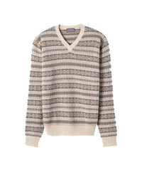 Pull V jacquard Fair Isle en cachemire - Avoine