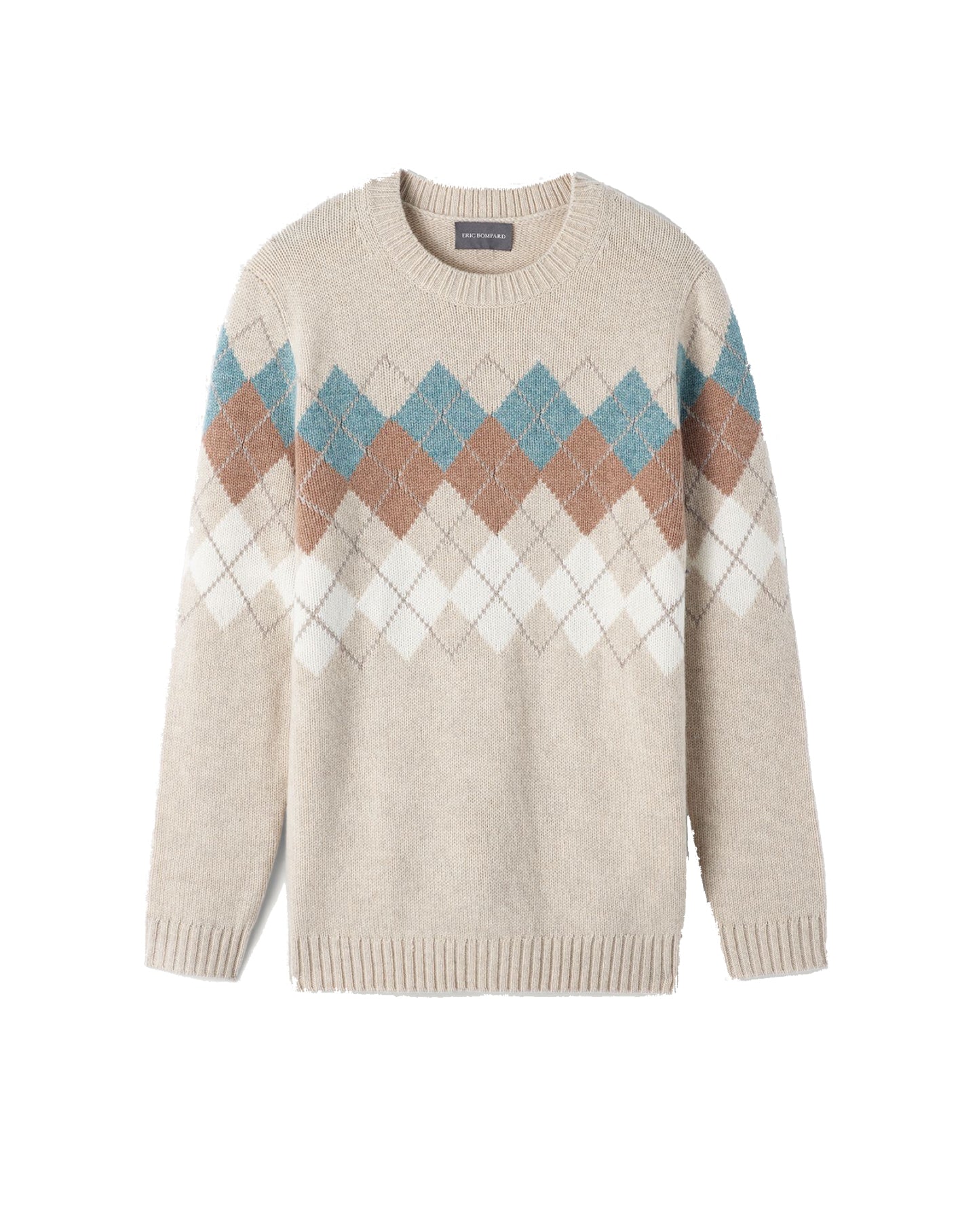 Intarsia argyle cashmere and wool choker - Oats
