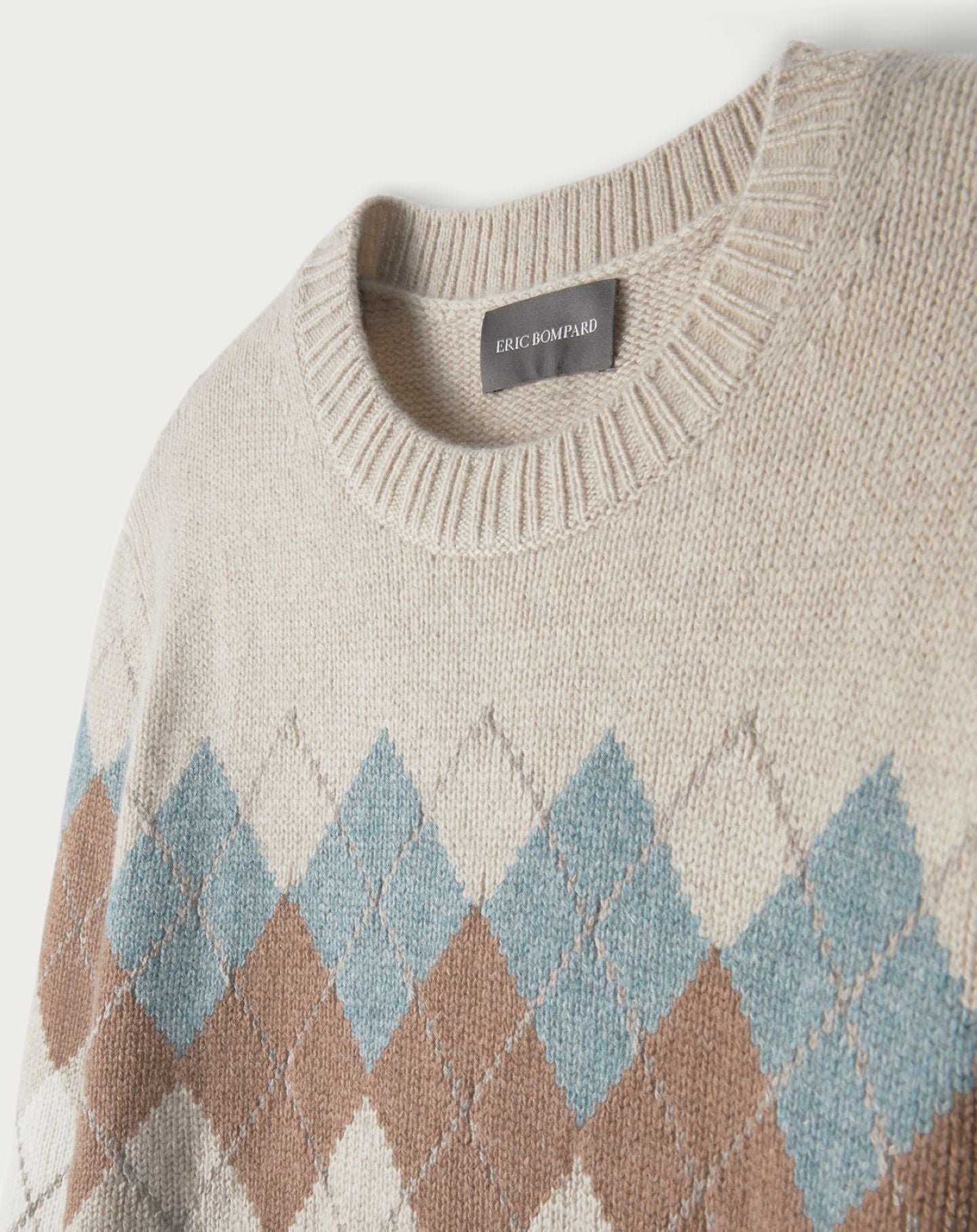 Intarsia argyle cashmere and wool choker - Oats