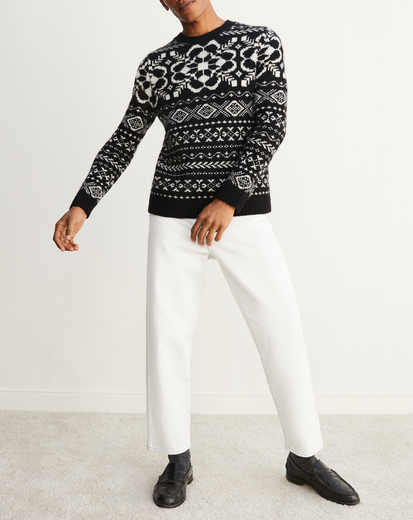 Neige cashmere jacquard choker - Black