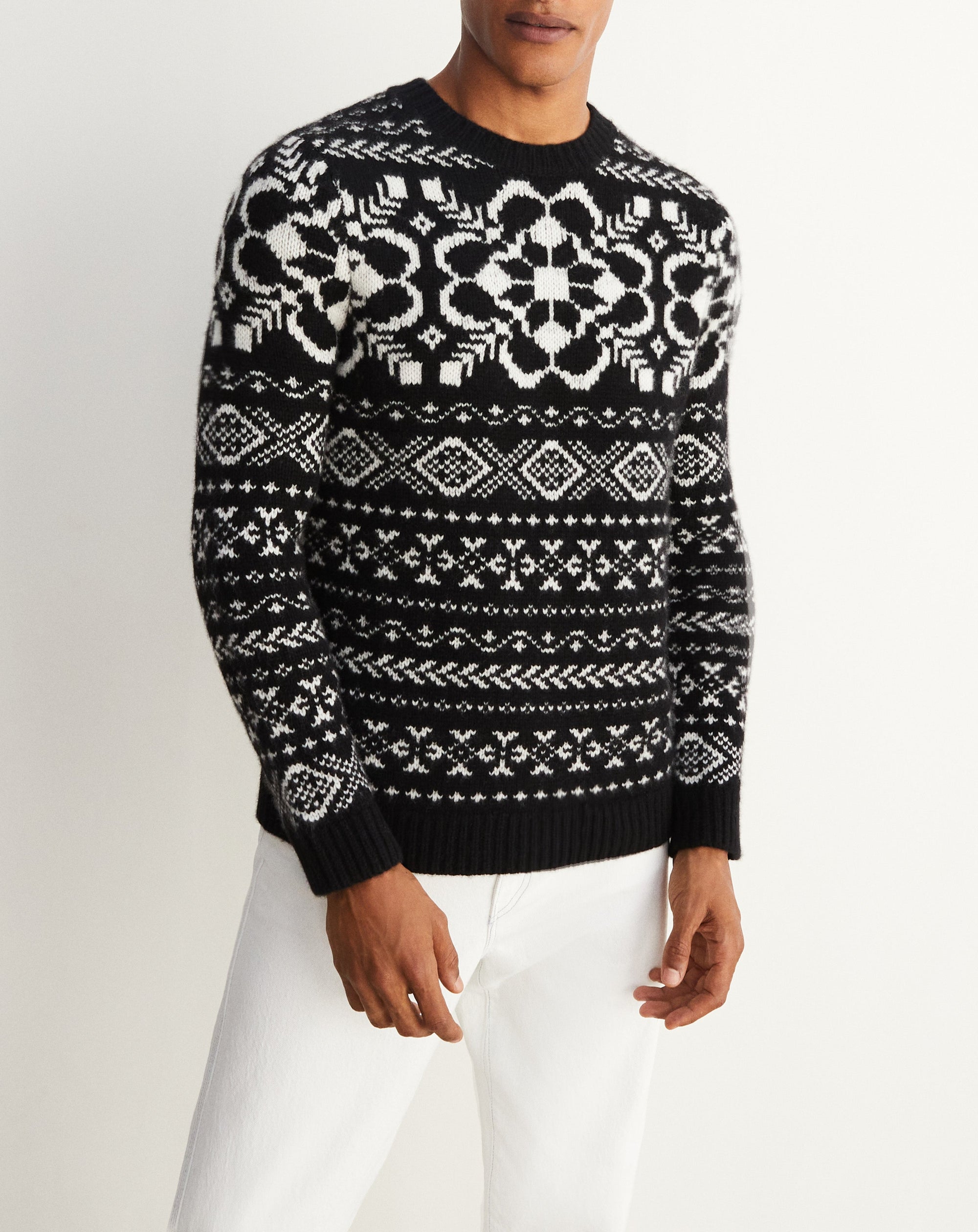 Neige cashmere jacquard choker - Black