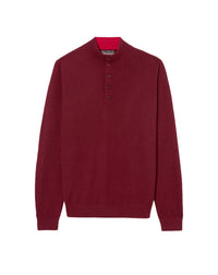 Two-tone cashmere stand-up collar jumper - Azuki & Nepal