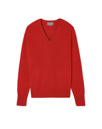 Classic cashmere V-neck jumper - Ruby