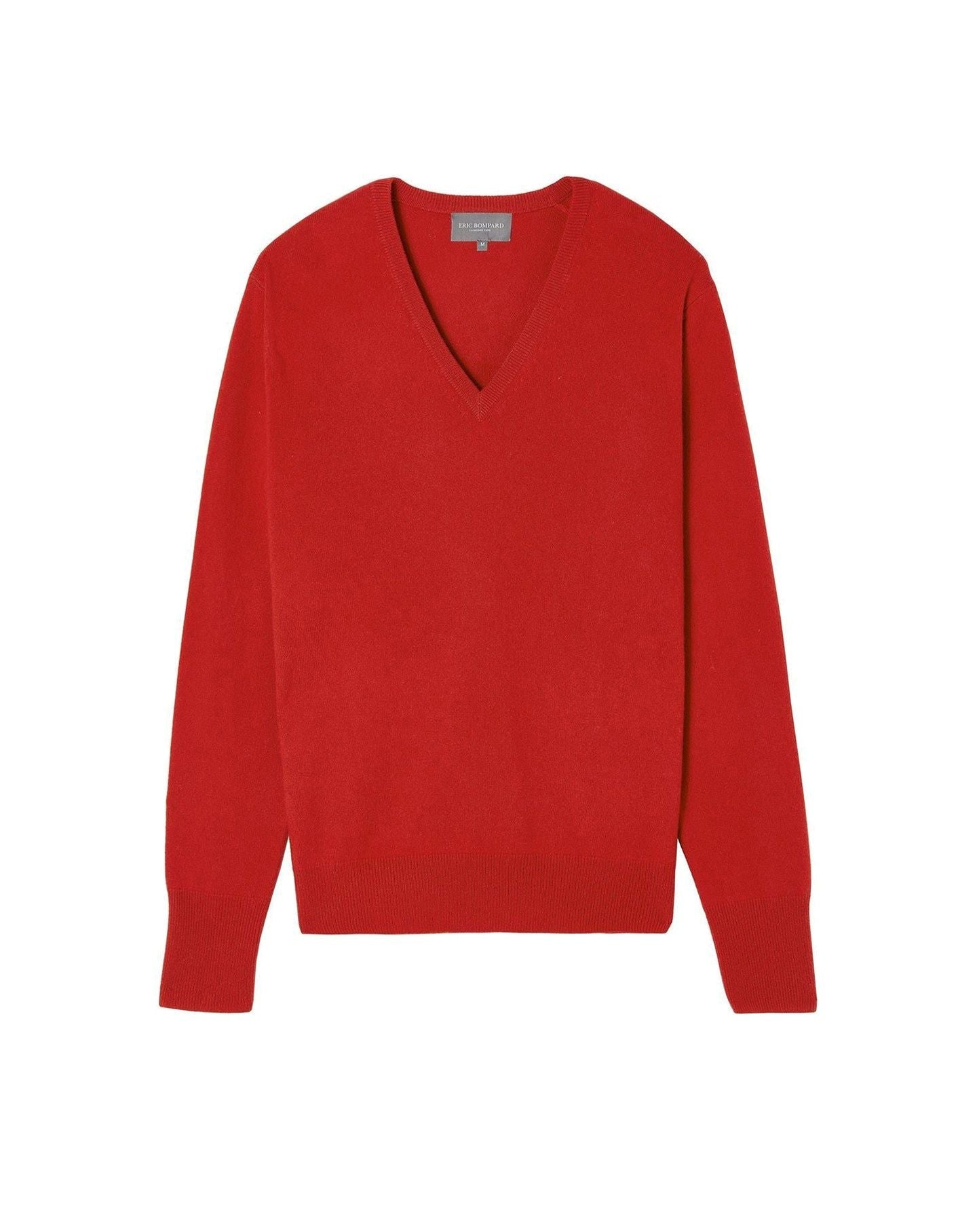 Classic cashmere V-neck jumper - Ruby
