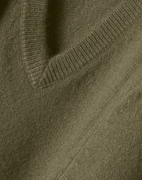 Pull V classique en cachemire - Kaki