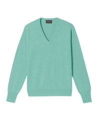 Pull à col V classique en cachemire - Menthe Glacée