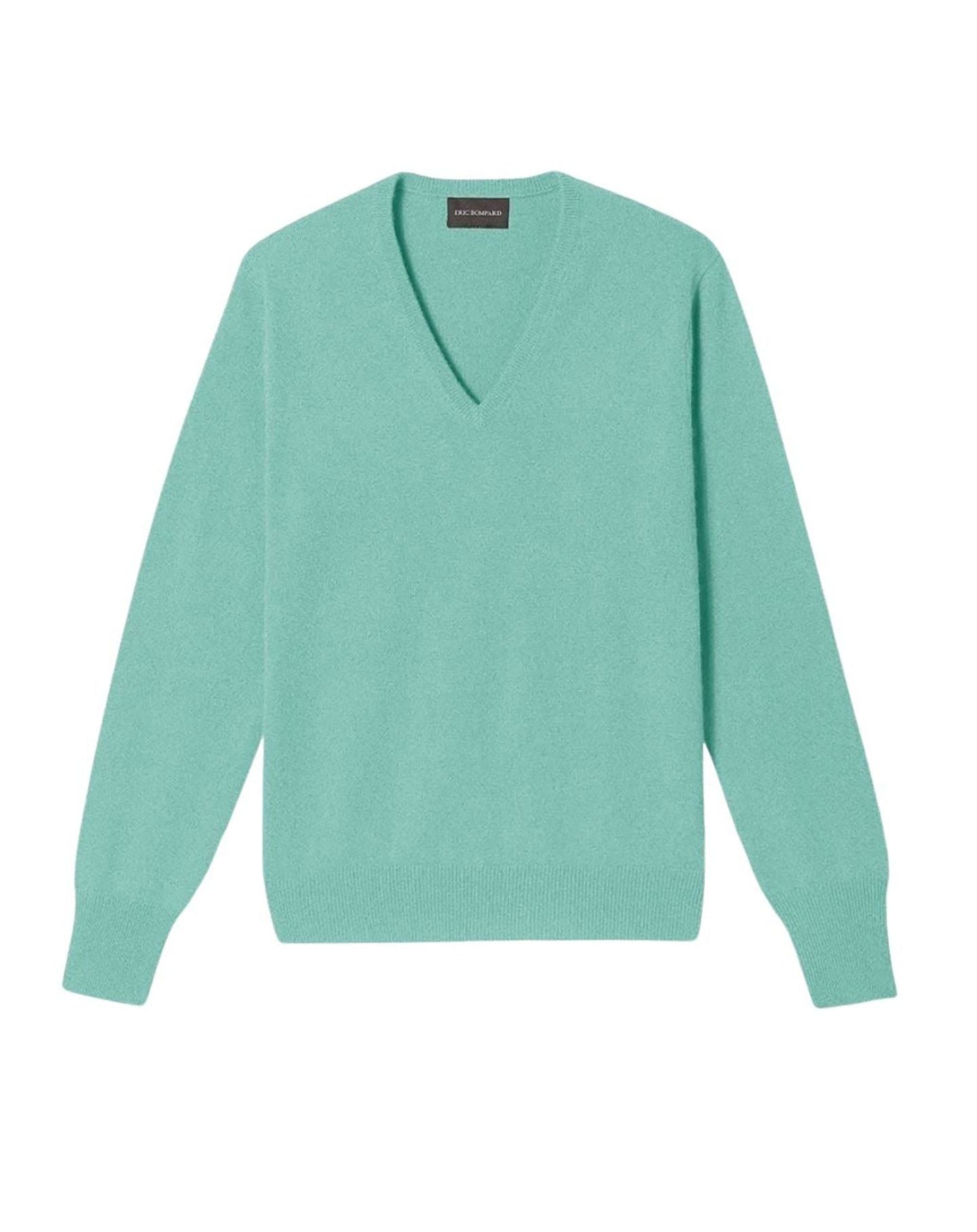 Pull à col V classique en cachemire - Menthe Glacée