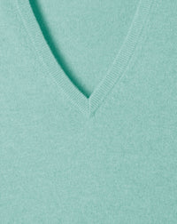 Pull à col V classique en cachemire - Menthe Glacée