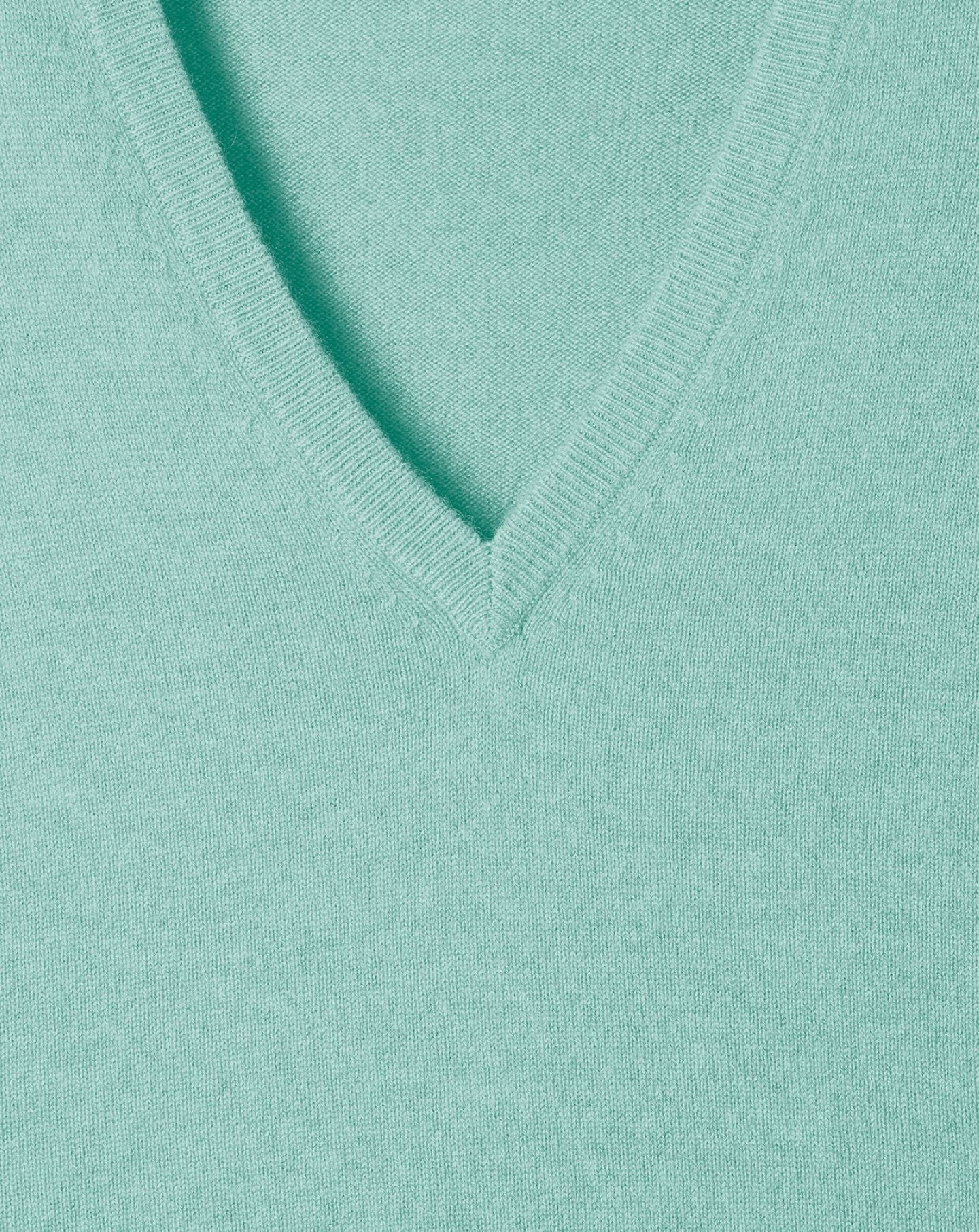 Pull à col V classique en cachemire - Menthe Glacée