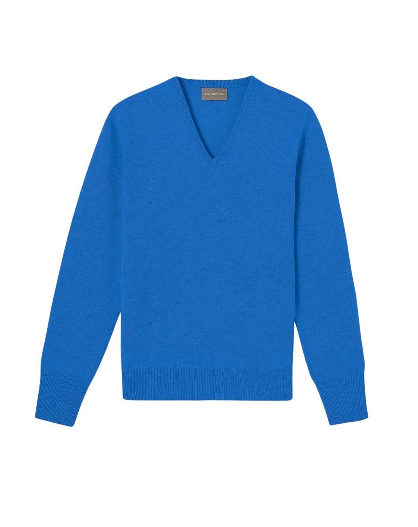 Pull à col V classique en cachemire - Bleu de Rose