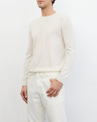 Ultra-fine cashmere crew neck jumper - Givre