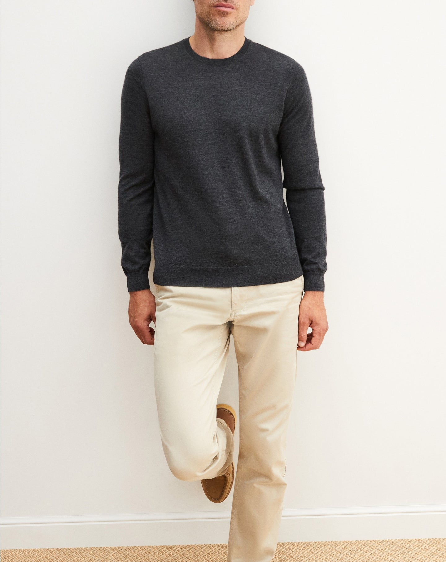 Ultra-fine cashmere crew neck jumper - Anthracite