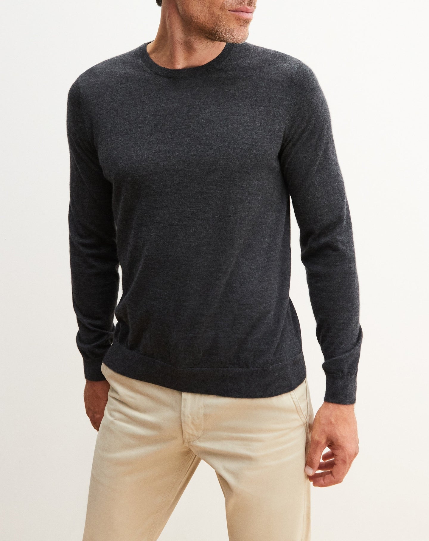RECO90Pull col rond ultrafin - Gris