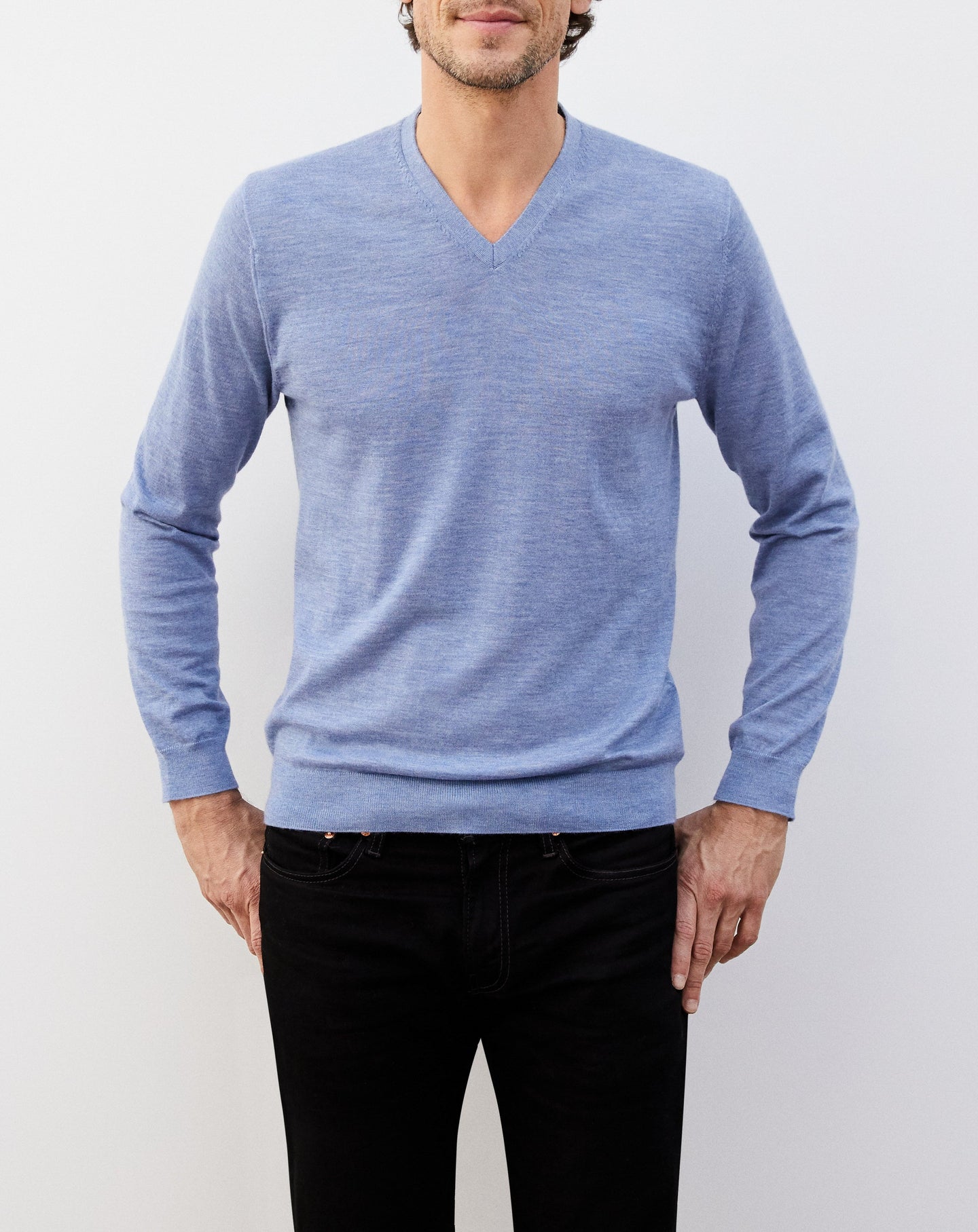 Pull V ultrafin en cachemire - Roux