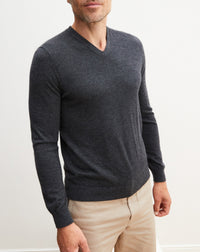 Ultra-fine cashmere V jumper - Anthracite