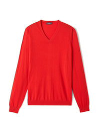 Pull V ultrafin en cachemire - Feu