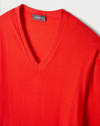 Pull V ultrafin en cachemire - Feu