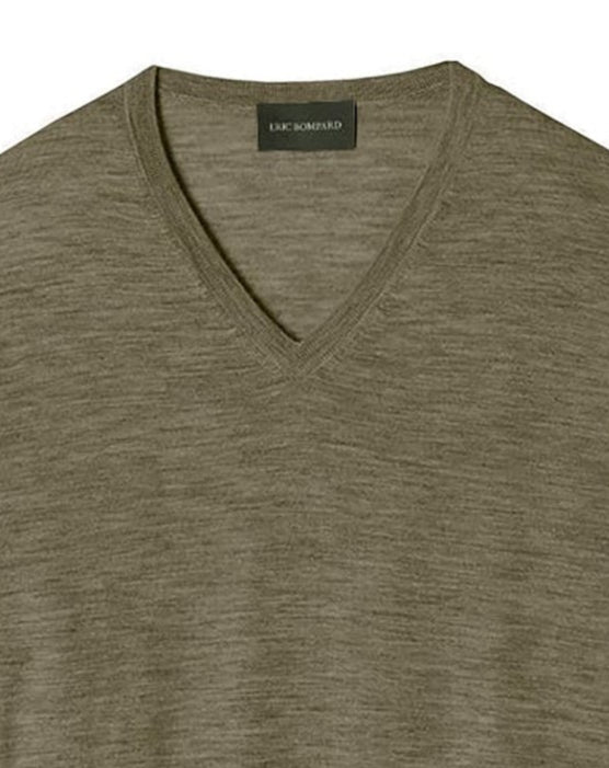 Ultra-fine cashmere V jumper - Khaki