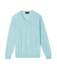 Ultra-fine cashmere V jumper - Bora Bora