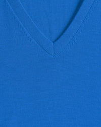 Ultra-fine V-neck cashmere jumper - Bleu De France