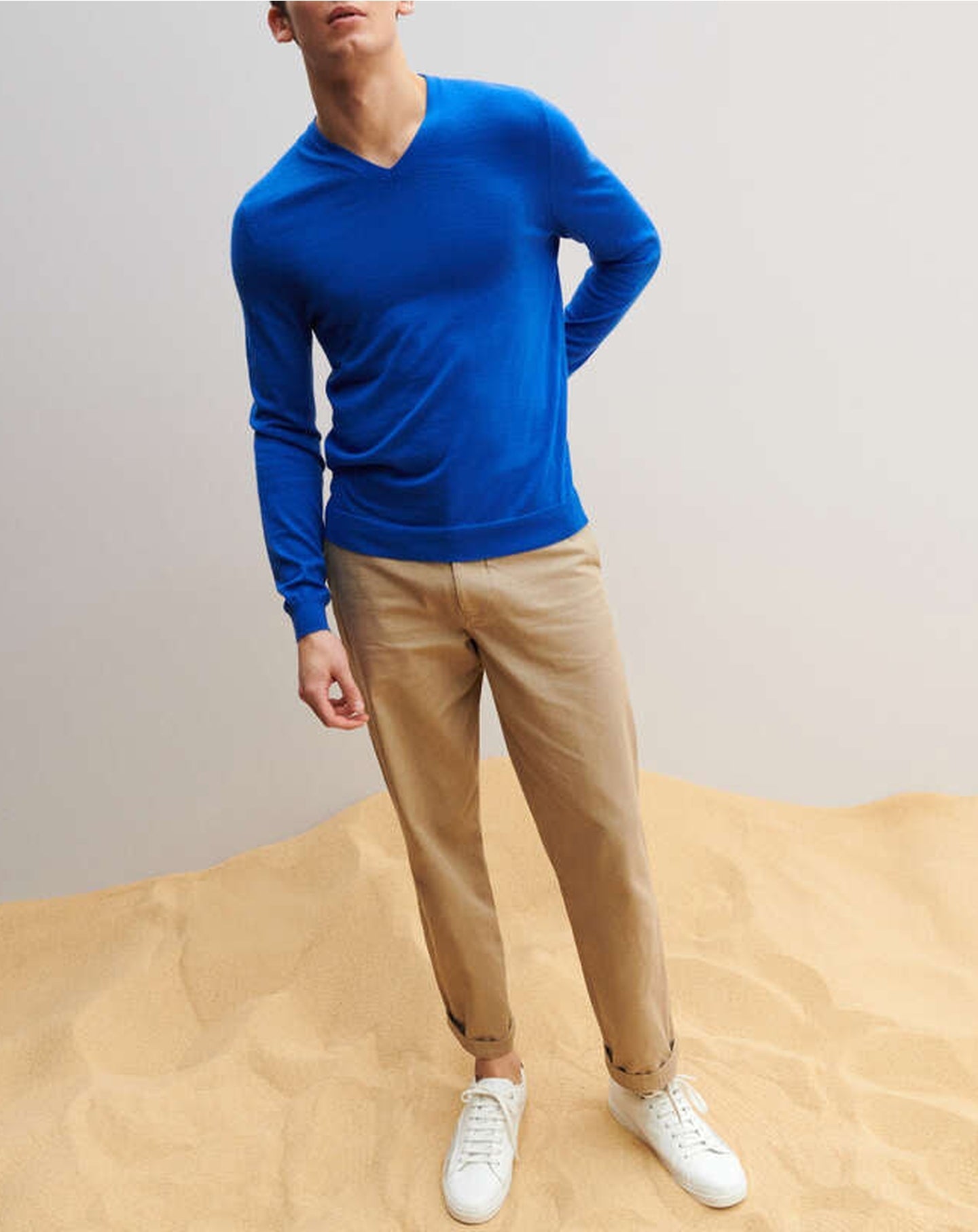 RECO130Pull Col V Ultrafin - Bleu Veronique