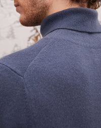 Pull col roulé classique en cachemire - Indigo